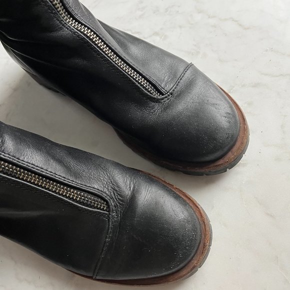 Black leather combat boots size women's 7 - Picture 2 of 6